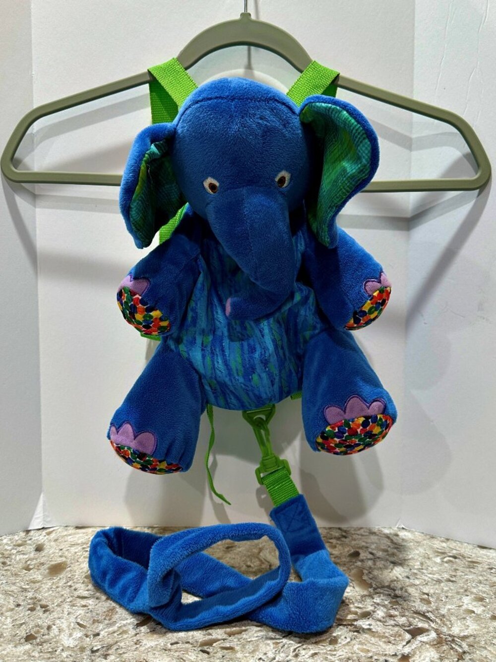 Animal Planet Blue Elephant Plush Backpack + Harness with Lead Soft Eyes Adjusts